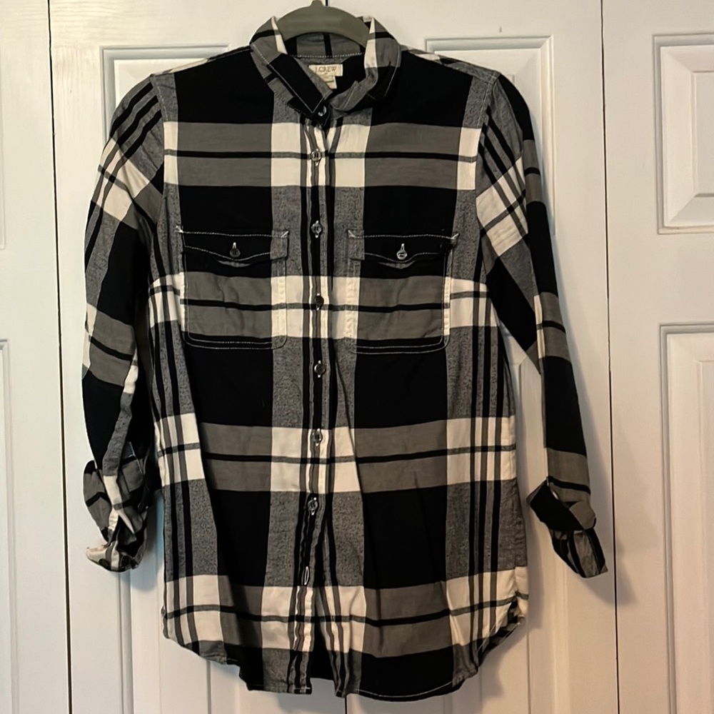 J Crew flannel XSmall navy/white